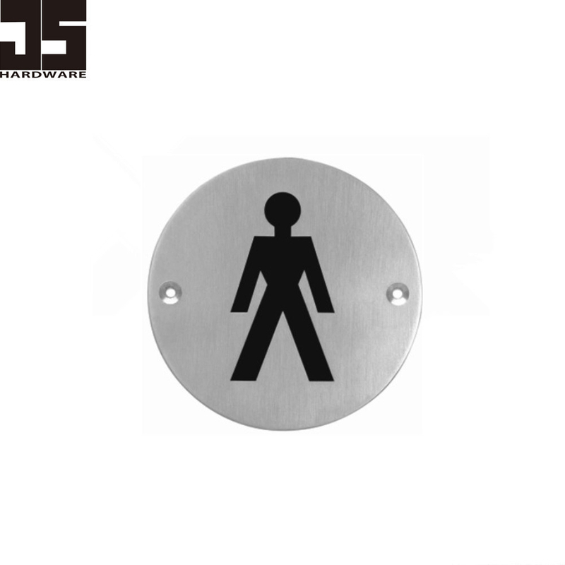 Vente en gros 76mm dia en acier inoxydable auto-adhésif mâle WC porte plaque de signe